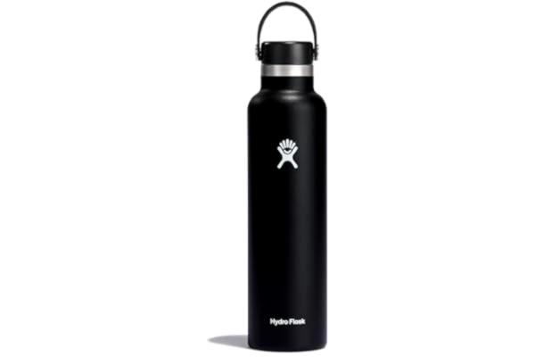 Hydro Flask HYDRO FLASK - Drickflaska 709 ml (24 oz) - Vakuumisolerad stålflaska i rostfritt stål med läckagesäker Flex Cap och pulverlack - BPA-fri - Bredmun - Black