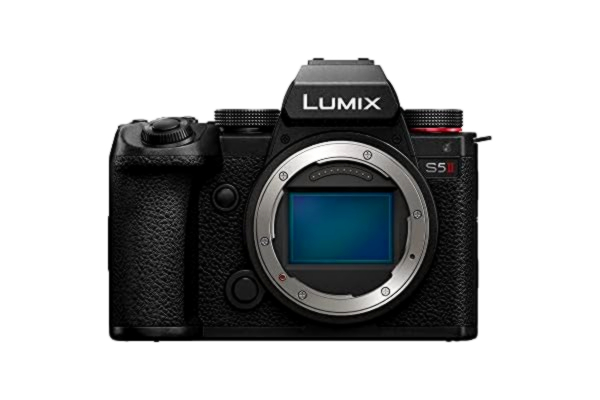 Panasonic  LUMIX DC-S5 II helram spegellös kamerakropp, 4K 60P och 6k 30P, flip-skärm, Wi-Fi, fas hybrid AF med 779 poäng, aktiv IS, svart