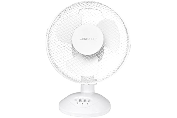 Clatronic  Fläkt för bord/bordsfläkt VL 3601; minifläkt för sovrum, kontor, husbil, mycket tyst/tyst; oscillerande/rotation; diameter 23 cm; 2 hastighetsinställningar; vit