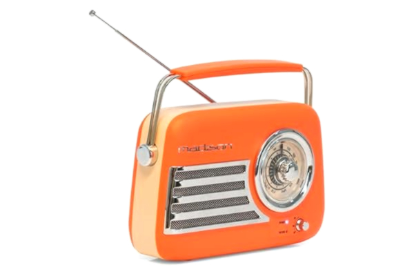 Madison  - FREESOUND-VR40OR-MAT - 30W Vintage Long Battery Radio - Bluetooth, USB & FM - Matt Orange - Vintage, Nostalgic, Retro