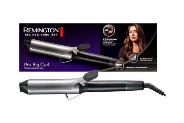 Remington  locktång, 38 mm för stora lockar,4x skydd, antistatisk, keramisk, turmalinbeläggning för jämn värmefördelning, 8 temperaturinställningar, 30 sekunders uppvärmningstid, Pro Big Curl CI5538