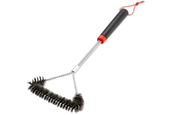 Weber  Grillborste - Triangulär, Lång, 46cm Lång, Perfekt Allroundverktyg, med Halksäkert Grepp, Hållbara och Rostfria Stålborstar, Passar Alla Grilltyper - Svart (6278)