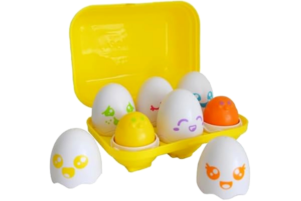 Tomy TOMY Toomies Göm och gnissla ägg babyleksak – babylåda med stora ägg med 3 gnisslande kycklingar och 3 skallra kycklingar – färg- och formsorterare baby sensoriska leksaker – småbarnsleksaker och