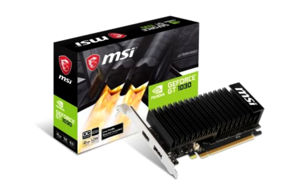 MSI  GeForce GT 1030 Silent Low Profile OC - 2GB DDR4 SDRAM - Grafikkort