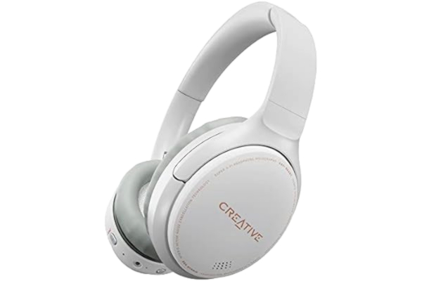 Creative CREATIVE Zen Hybrid Wireless Over-Ear-hörlurar med hybrid aktiv brusreducering, stämningsläge, upp till 27 timmar (ANC ON), Bluetooth 5.0, AAC, integrerad mikrofon, vit, EF1010