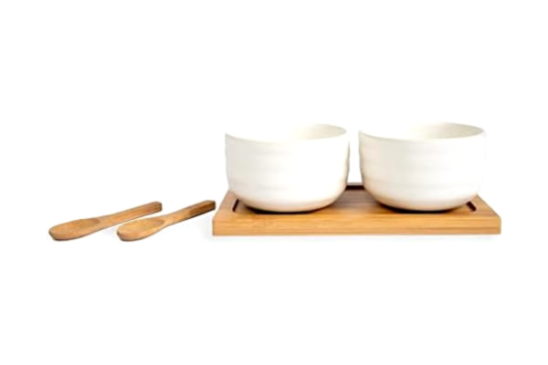 Sagaform  5018343 Tapassset, stengods-bambu