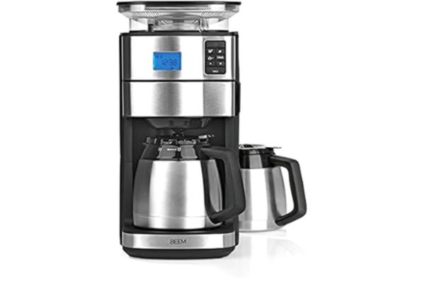 Beem BEEM Cafetière filtrante Fresh Aroma-Perfect II avec broyeur - 2 verseuses isothermes - En acier inoxydable - 2 pichets isothermes de 1,25 l - Minuteur 24 h - 1000 W