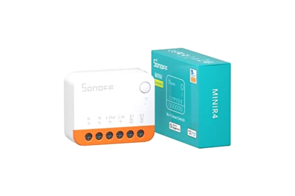 Sonoff SONOFF MINIR4 10A Smart WiFi Extreme Trådlös Ljusbrytare, Universal DIY-modul för smart hemautomation, fungerar med Amazon Alexa och Google Home Assistant, ingen hub krävs, 1 stycke.