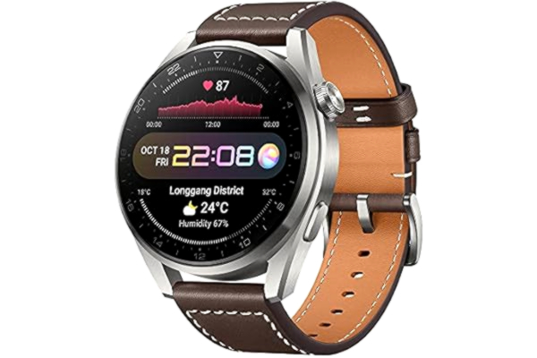 Huawei HUAWEI Watch 3 Pro – 4G Smartwatch, wyświetlacz AMOLED 1,43", eSIM, czas pracy baterii, 5 dni SpO2 i pomiar tętna, GPS, 5ATM, brązowa bransoletka skórzana