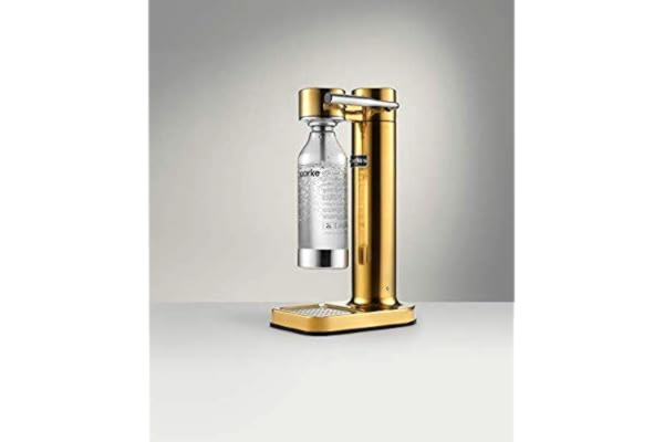 Aarke  Carbonator II Water Carbonator, Stainless Steel Casing, Soda Water Carbonator, Including Polyethylene Terephthalate (PET) Bottle, Compatible with CO2 Sodastream Cylinders One Size brass