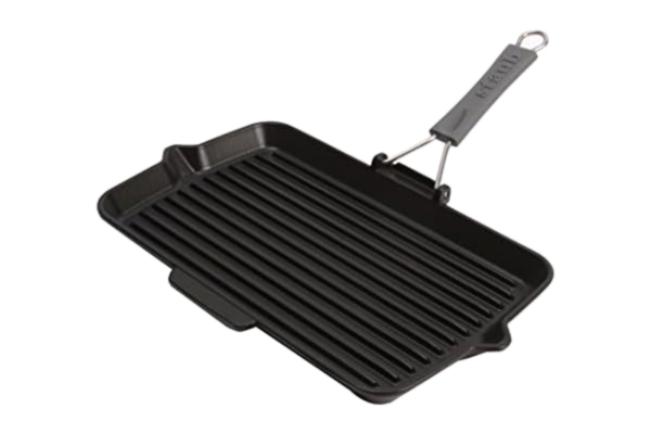 Staub  Grillpander Grillpande Med hældetud 34 cm, Støbejern, Sort