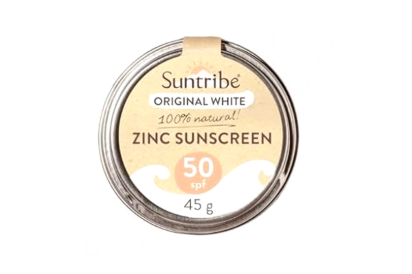 Suntribe  Natural Mineral Zinc Sunscreen SPF 30/45 g, Reef Safe, Mineralisk, Ekologisk Zinksolkräm/Zinkpasta för Sport & Surf - Mycket Vattenresistent - Zero Waste - Original White
