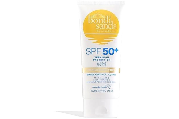 Bondi Sands  - SPF 50+ Lotion Fragrance Free - vattenfast och återfuktande solskydd med SPF50+ för känslig hud, 150 ml