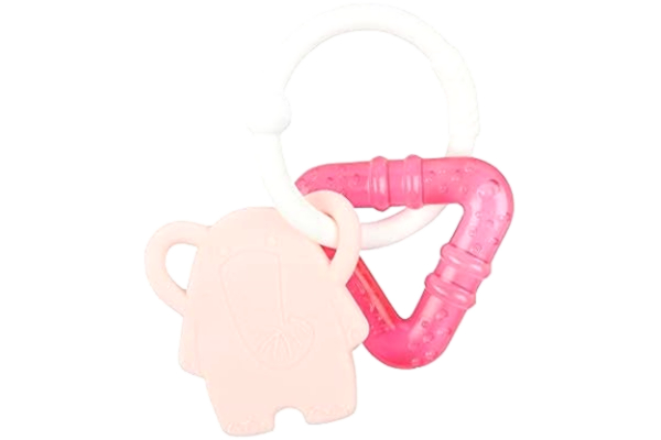 Nattou  Kylande bitring av silikon, elefant, vattenfylld, BPA-fri, 13,5 x 10,5 x 15 cm, silikon, rosa/vit