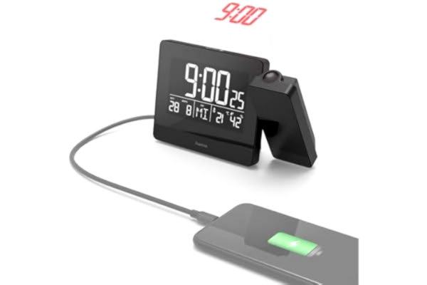 Hama  Plus Charge Projektionsklocka, Svart, 4,5 x 9,5 x 15 cm