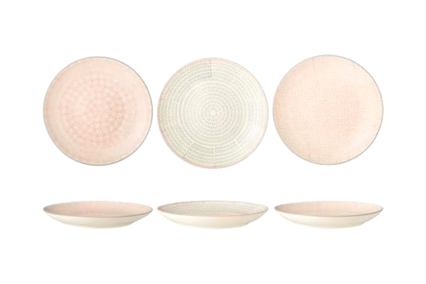 Bloomingville  Tallrik Cécile, rosa grå, keramik, set om 3
