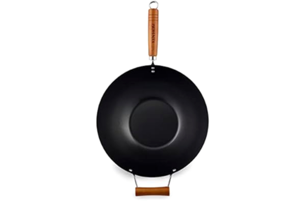 Ken Hom  Classic Wok - 35 cm / 14 inches, lightweight carbon steel, non-stick wok with two wooden handles, hand wash only, in black