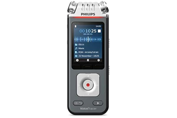 Philips  Voice Tracer Audio Recorder DVT6110/00 Digital Notes Three Fidelity Microphone Rechargeable Battery Smartphone App 24 Bit Recording